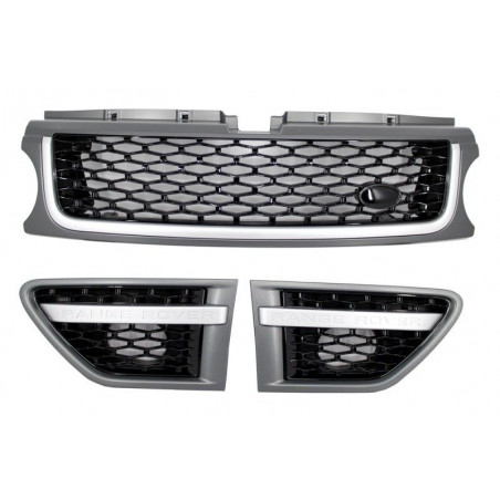 Parrilla delantera con aspecto autobiográfico en negro y plata para Range Rover Sport 2010-2013