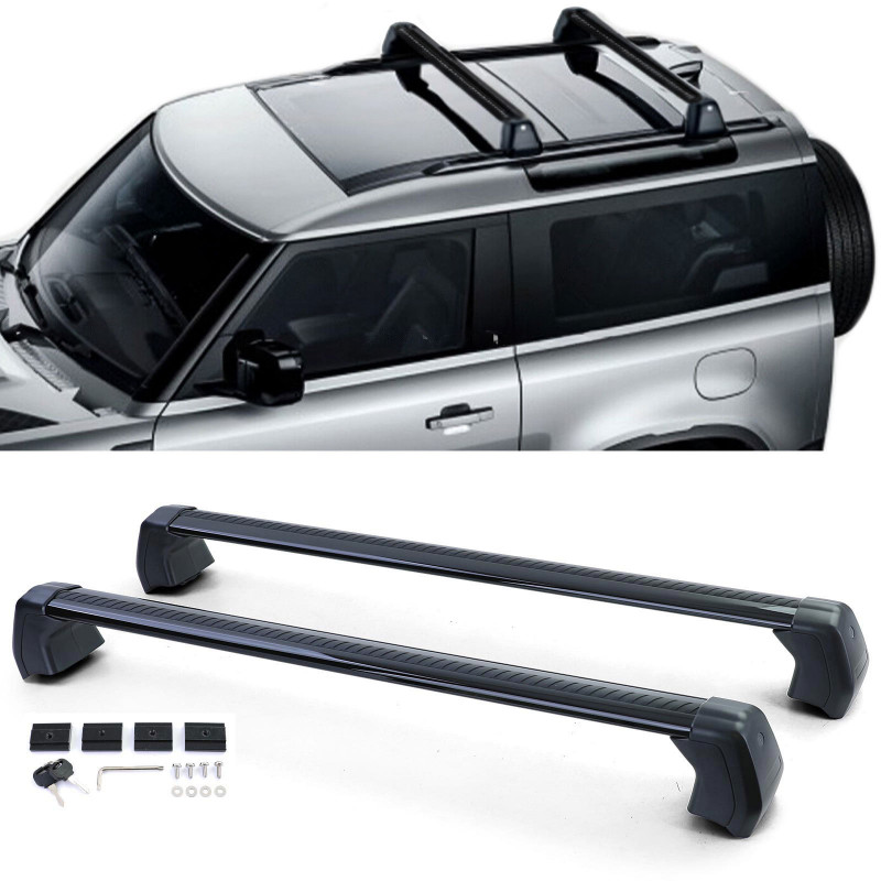 Black Aluminum Roof Bars for Land Rover Defender 90 L663