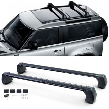 Barres de Toit en Aluminium Noir pour Land Rover Defender 90 L663 Barres de Toit en Aluminium Noir pour Land Rover Defender 90 L663