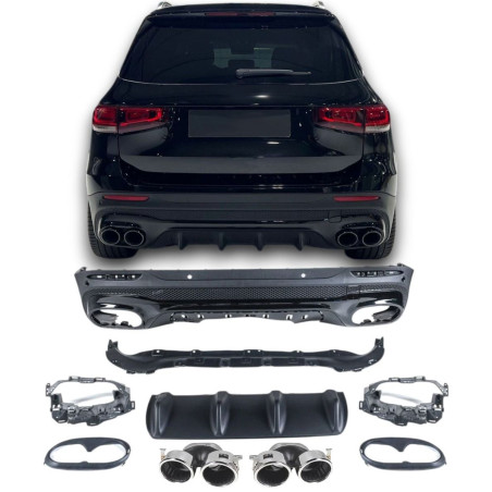 AMG 45 look diffuser chromed outputs for Mercedes GLB AMG 45 look diffuser chromed outputs for Mercedes GLB