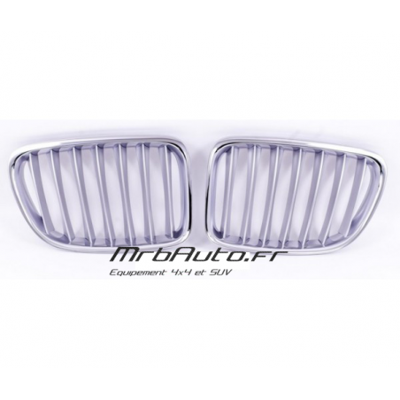 Grades dianteiras cinza cromadas para BMW X1 E84 2009+