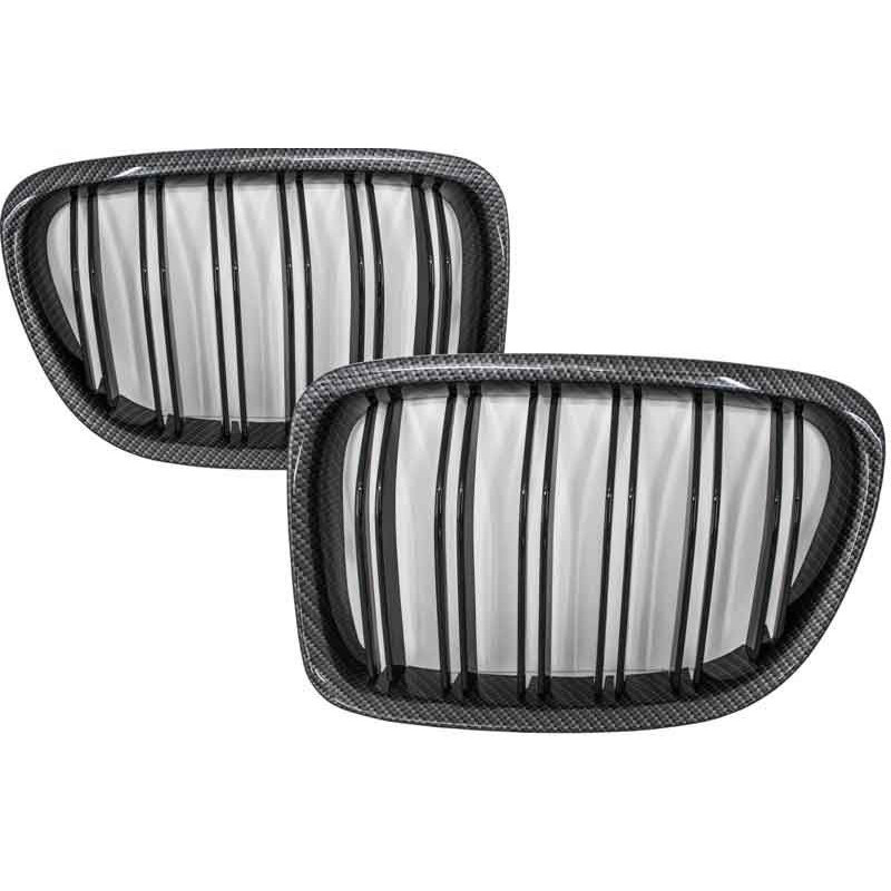 Glanzende zwarte dubbele nierengrilles voor BMW X1 E84