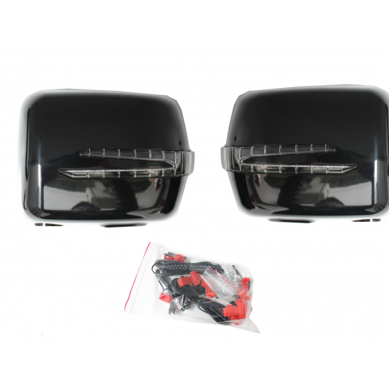 Schwarze Spiegelkappen mit LED Blinker Mercedes G-Klasse W463