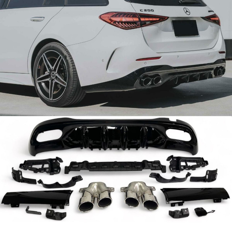 CHROME DIFFUSER LOOK C43 AMG FOR MERCEDES C-CLASS W206