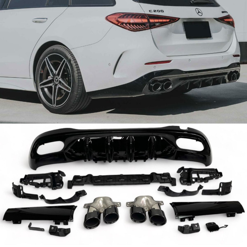 DIFUSOR C43 AMG CON ASPECTO NEGRO PARA MERCEDES CLASE C W206